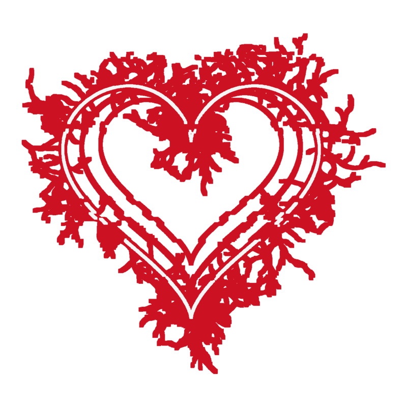The left-chest embroidery artwork: a heart wrapped in barbed wire