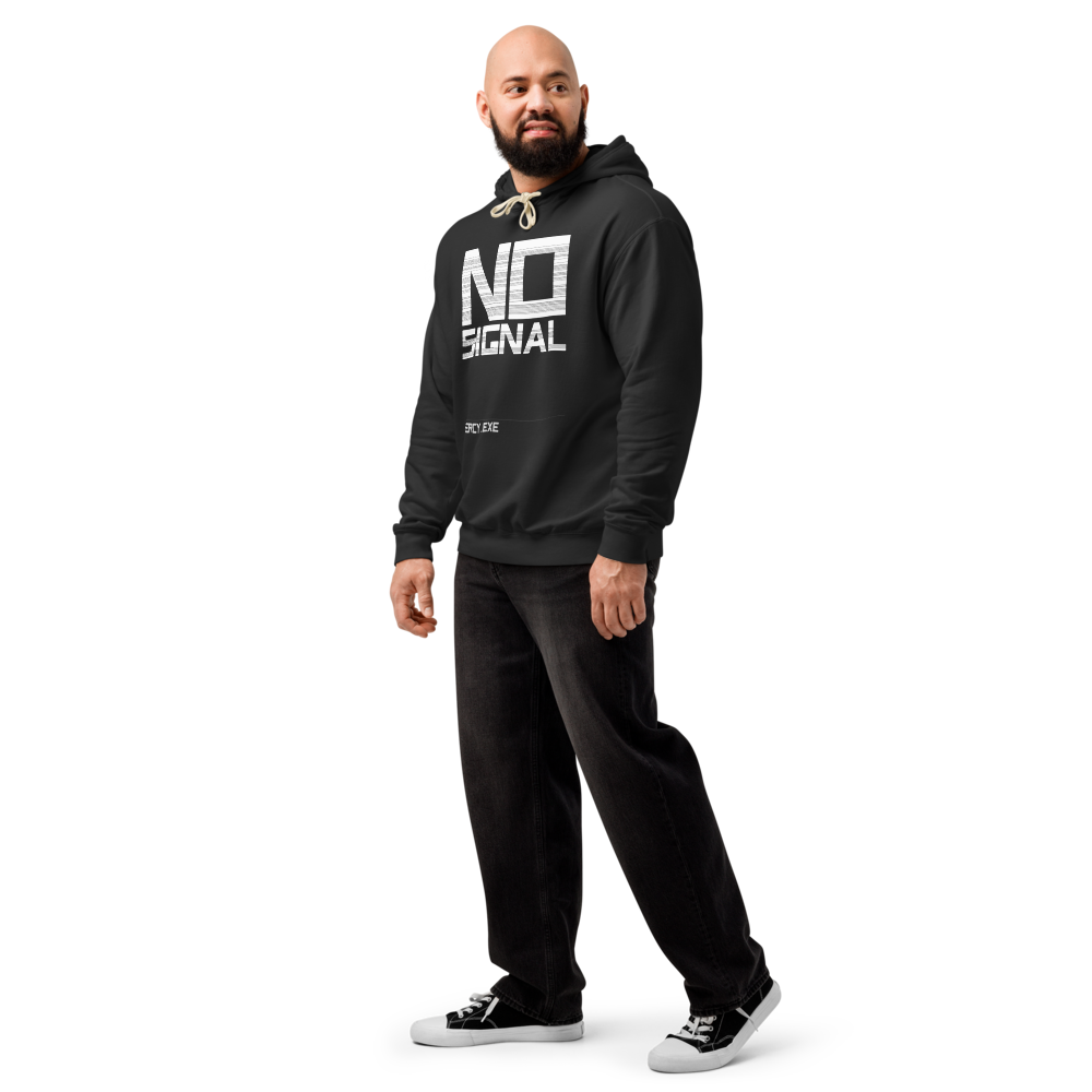 MERCY.EXE NO SIGNAL HOODIE in Black, worn by a model, shot 3